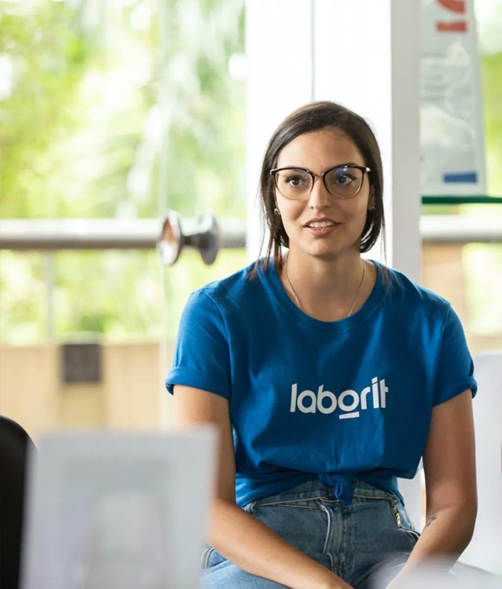 Camila Tavares, QA Leader at Laborit, at Lab's glass house